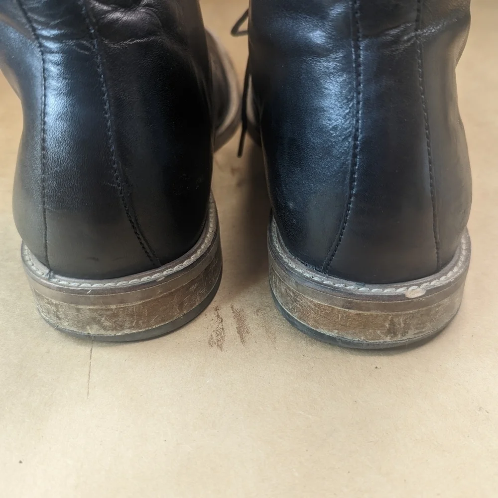 Aldo ankle boots men's size 14M black leather lace up. Some peeling inside liner